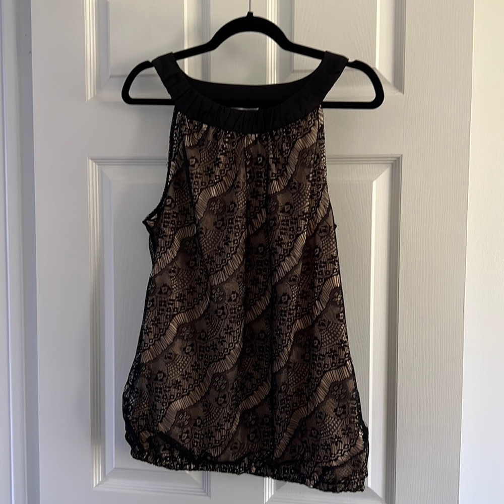Flowy black lace tank top